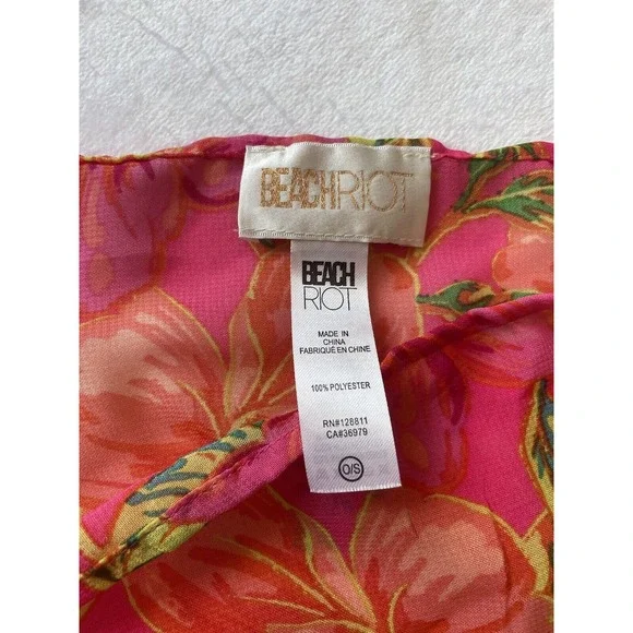 Beach Riot Pink Floral Sarong Women OS Wrap Skirt Polyester Resort Swim Tropical - Picture 7 of 12